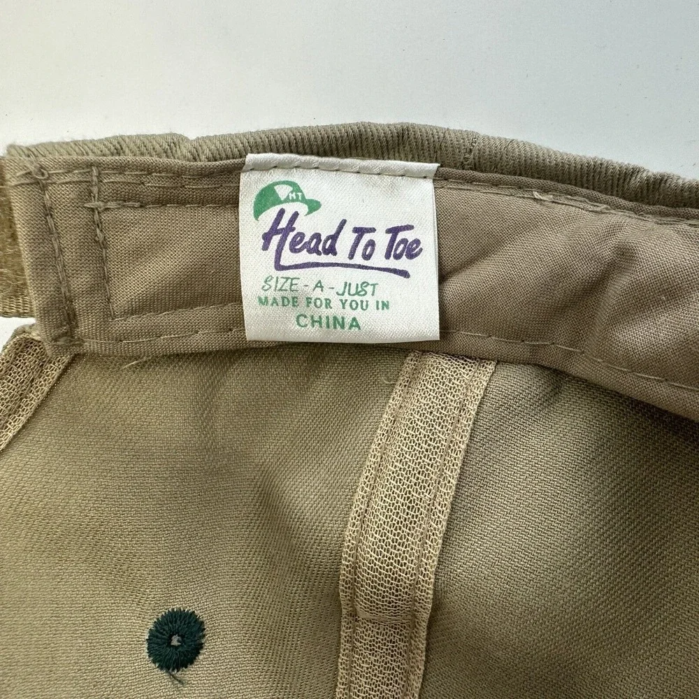 Head to Toe Raxil Wheat Hat Beige Green Hook Loop Strapback Embroidered Farming